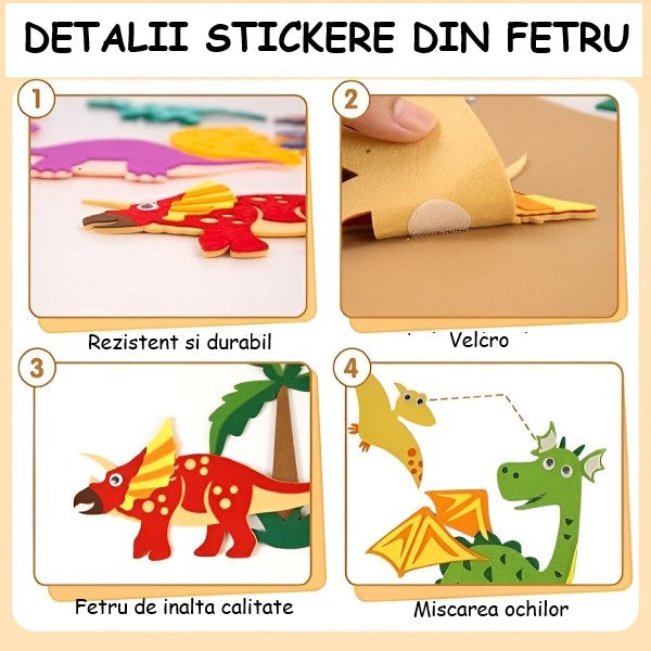 Panou Montessori din Fetru pentru Copii (30 Stickere incluse)