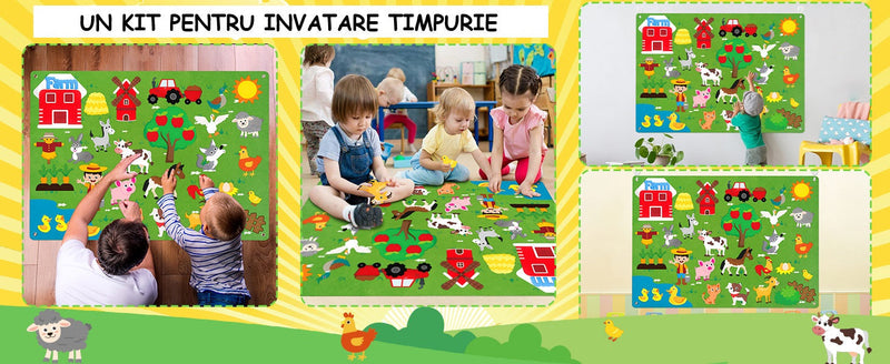 Panou Montessori din Fetru pentru Copii (30 Stickere incluse)