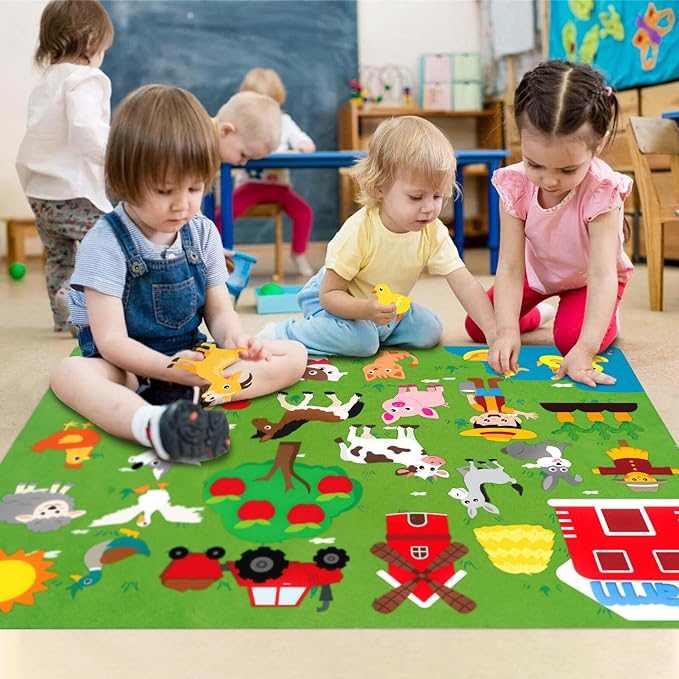 Panou Montessori din Fetru pentru Copii (30 Stickere incluse)